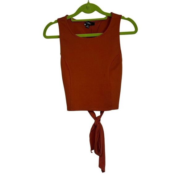 Lulus Top Womens Size Medium Rust Orange Let's Tie It Cropped Tank Tie Back NWT - Picture 1 of 8